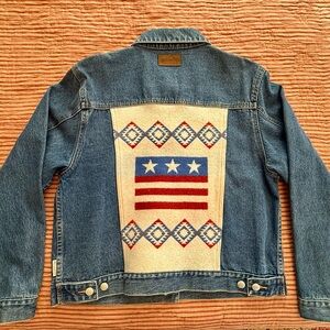 Pendleton Denim Jacket with Wool Patriotic Pattern